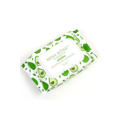 Miss Rose Avocado beauty concept facial cleaning wipes.