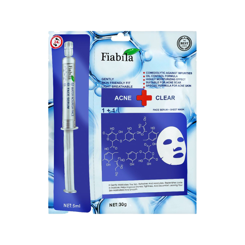 Fiabila Acne + Clear Face Serum + Sheet Mask, 30g